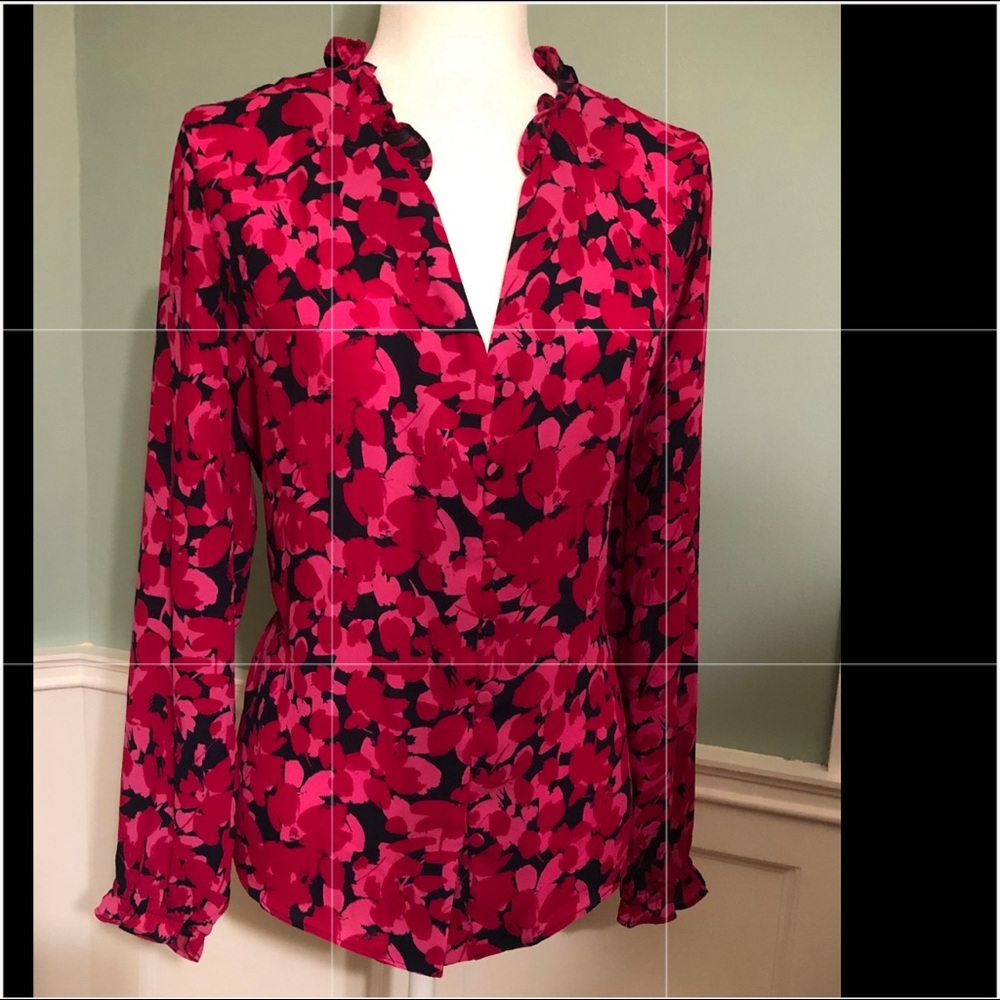 Navy and Pink J. Crew Blouse